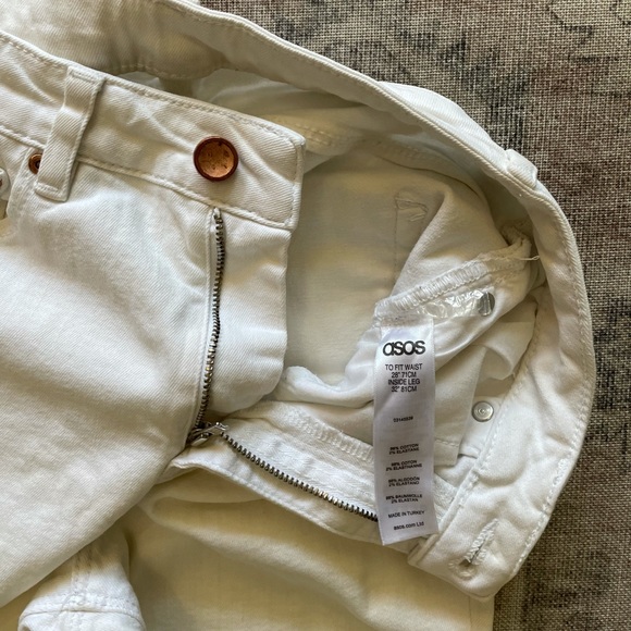 ASOS Ridley Skinny Ankle Grazer White Jeans Rip - Picture 5 of 6